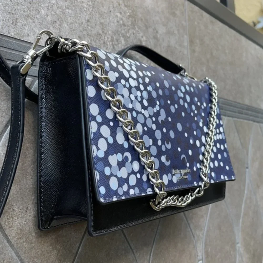Kate Spade Cameron Convertible Crossbody Black with Multi-Colored Dots